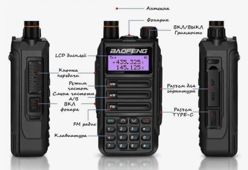 Рация Baofeng UV-16 (Зарядка TYPE-C) 3 режима мощности 10W